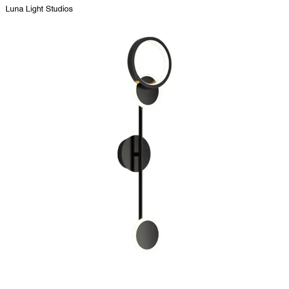 Modern black and white metallic round led wall sconce – living room