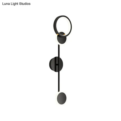 Modern black and white metallic round led wall sconce – living room