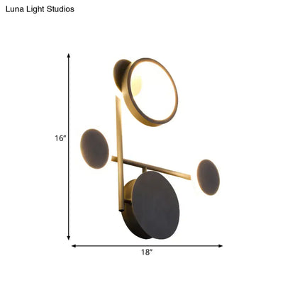 Modern black and white metallic round led wall sconce – living room