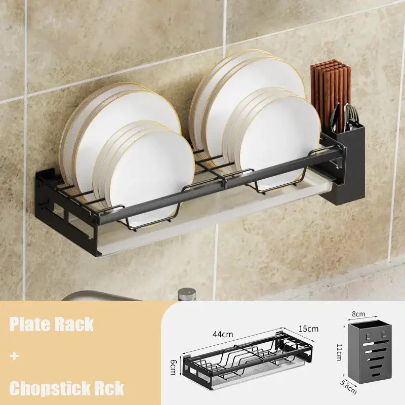 Modern black and white two tier dish drainer rack kitchen storage