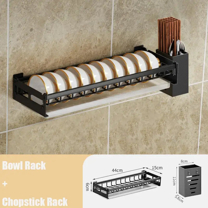 Modern black and white two tier dish drainer rack kitchen storage
