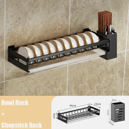 Modern black and white two tier dish drainer rack kitchen storage