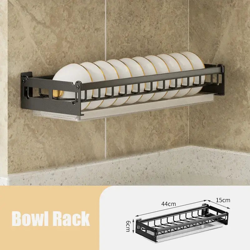 Modern black and white two tier dish drainer rack kitchen storage
