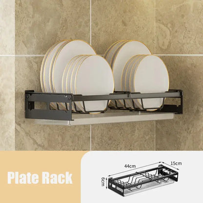 Modern black and white two tier dish drainer rack kitchen storage