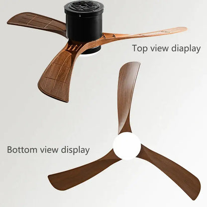 Modern black and wood 46in led ceiling fan for bedrooms