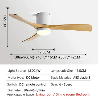 Modern black and wood 46in led ceiling fan for bedrooms