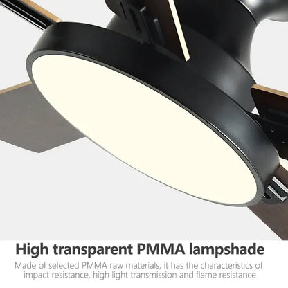 Modern black and wood ceiling fan light living room chandelier