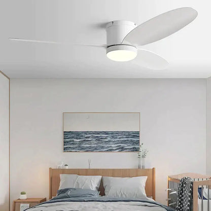 Modern black and wood dc ceiling fan with remote control bedroom
