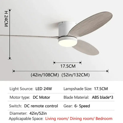 Modern black and wood dc ceiling fan with remote control bedroom