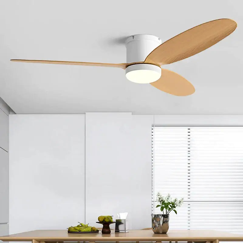 Modern black and wood dc ceiling fan with remote control bedroom