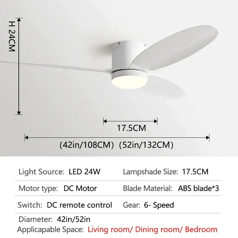 Modern black and wood dc ceiling fan with remote control bedroom