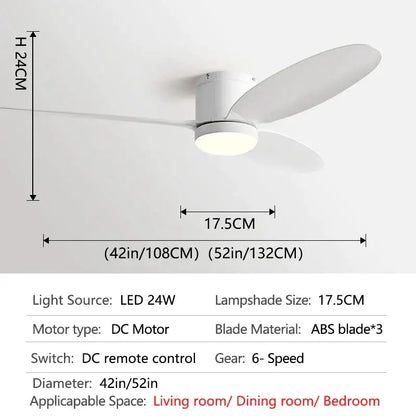 Modern black and wood dc ceiling fan with remote control bedroom
