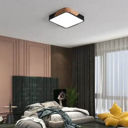 Modern black and wood led ceiling light for bedroom