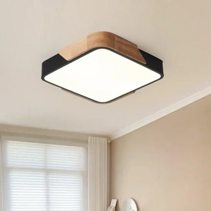 Modern black and wood led ceiling light for bedroom