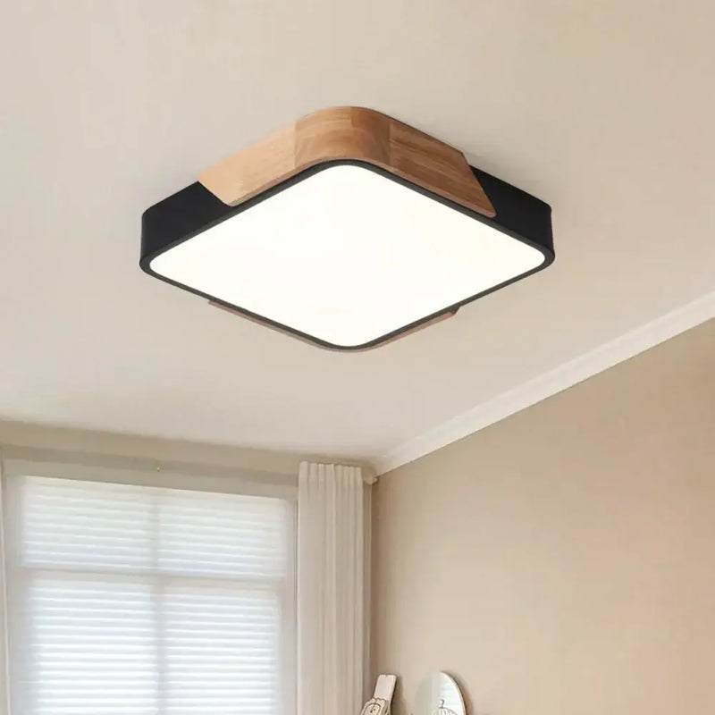 Modern black and wood led ceiling light for bedroom