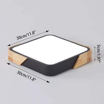 Modern black and wood led ceiling light for bedroom