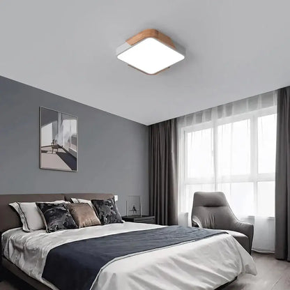 Modern black and wood led ceiling light for bedroom