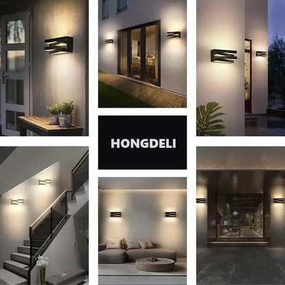 Modern black angular metal ip65 outdoor wall lamp for villa porch