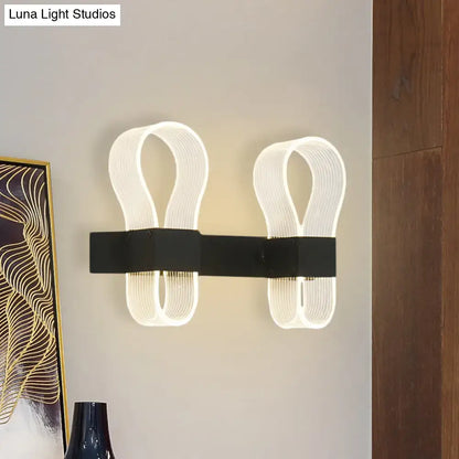 Modern black arc ring sconce wall lamp bedroom led light