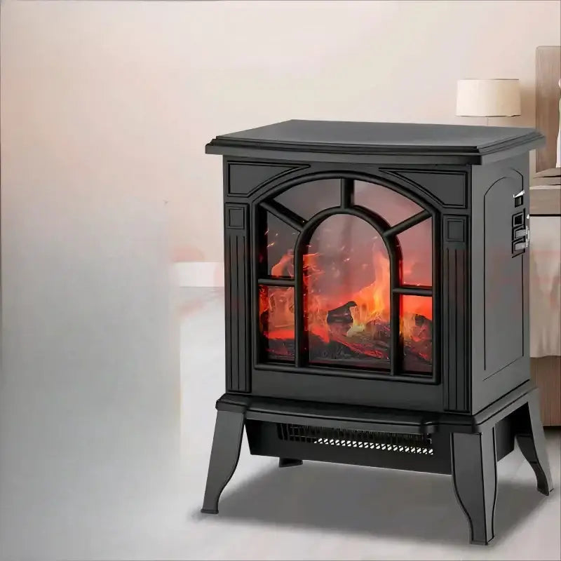 Modern black arched electric fireplace heater – living room stove