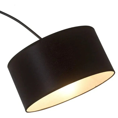 Modern black arched led floor lamp – living room fabric shade