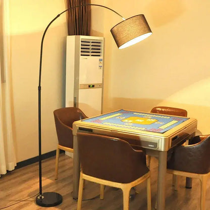 Modern black arched led floor lamp – living room fabric shade