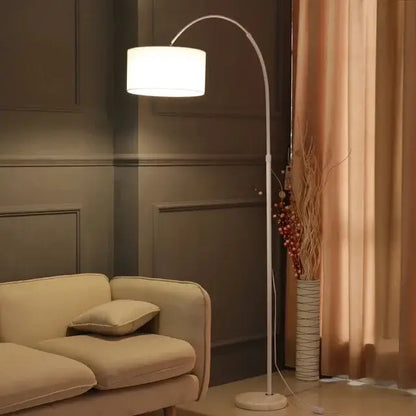 Modern black arched led floor lamp – living room fabric shade