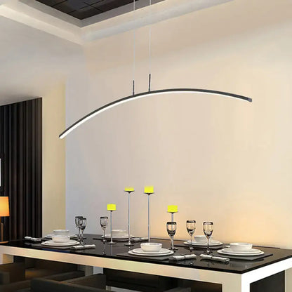 Modern black arched led pendant light for dining room island