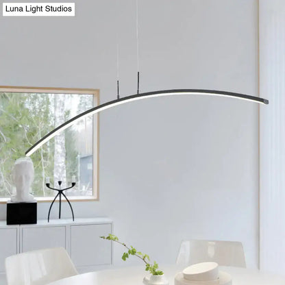 Modern black arched led pendant light for dining room island