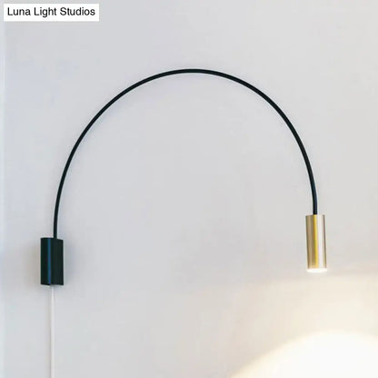 Modern black arched led wall mount light for living room