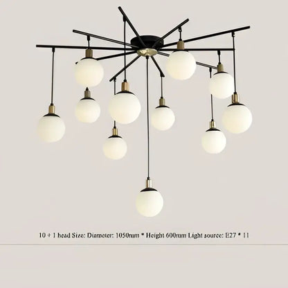 Modern black art glass ball molecule chandelier – living room light