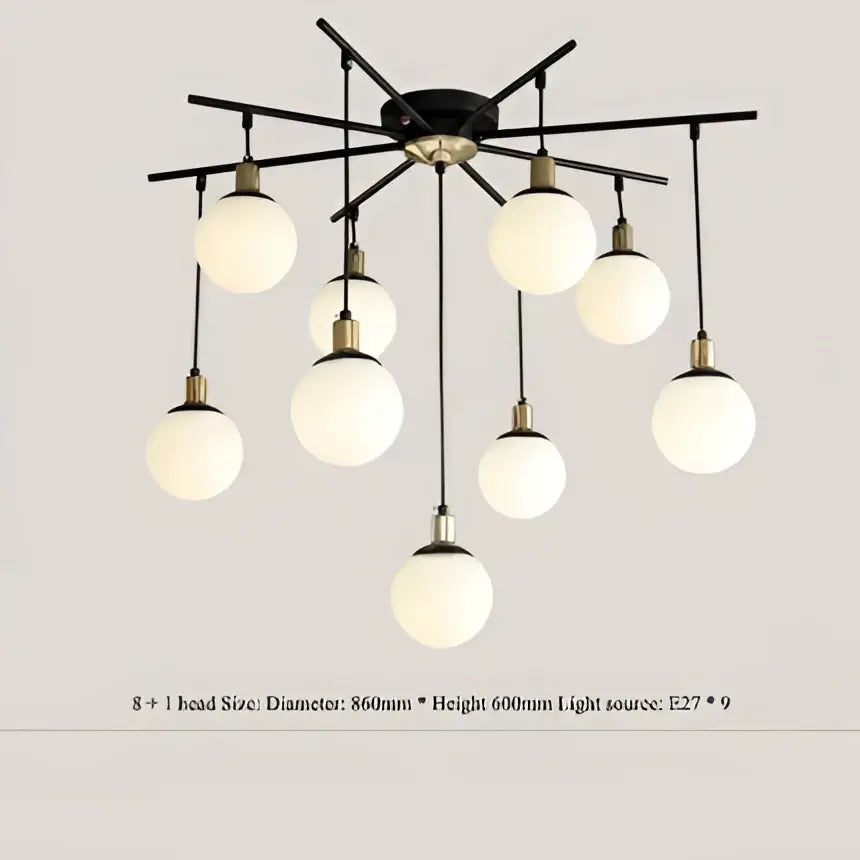 Modern black art glass ball molecule chandelier – living room light