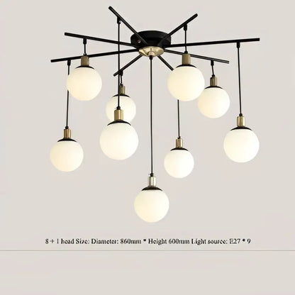 Modern black art glass ball molecule chandelier – living room light