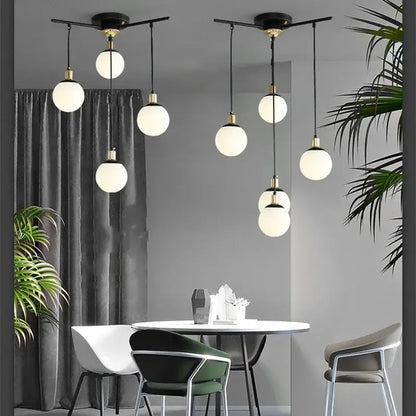 Modern black art glass ball molecule chandelier – living room light