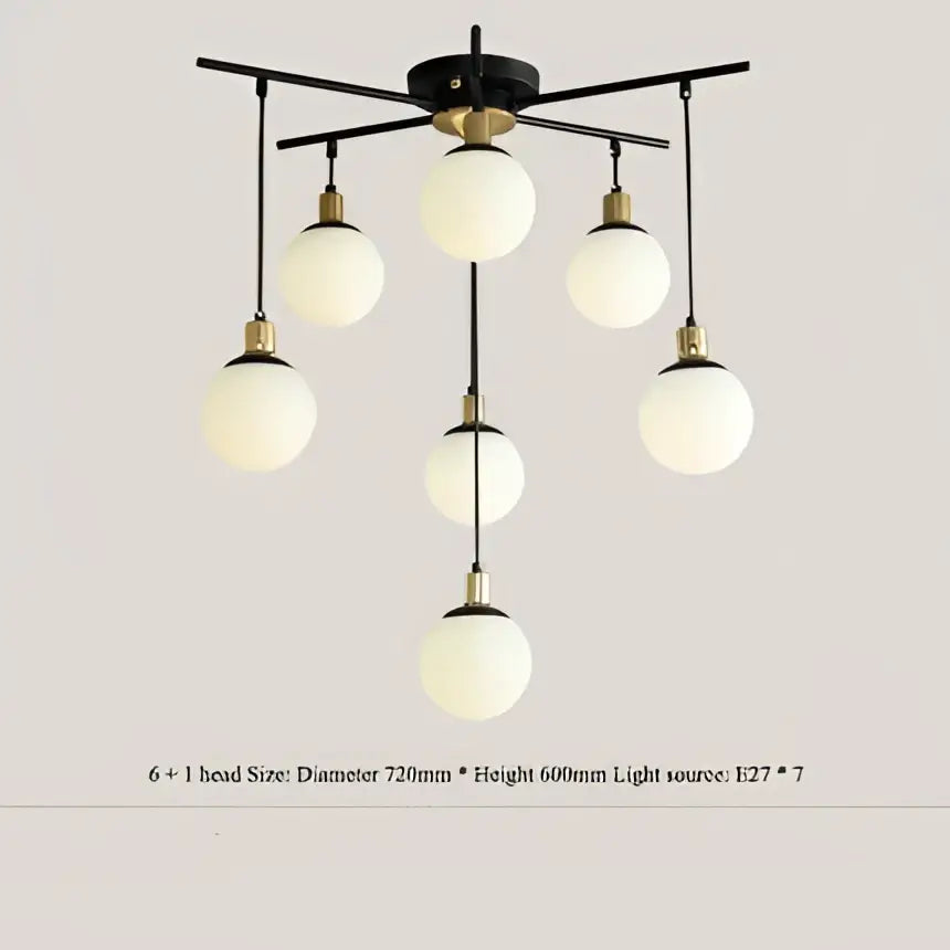 Modern black art glass ball molecule chandelier – living room light
