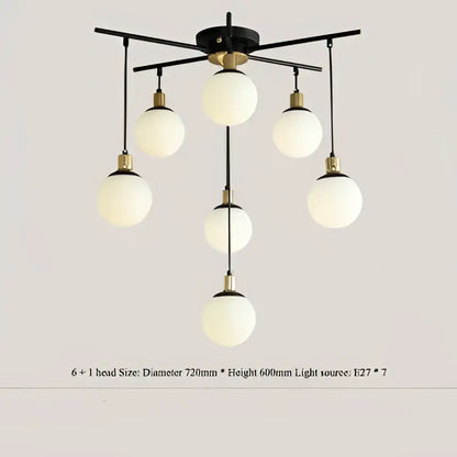 Modern black art glass ball molecule chandelier – living room light