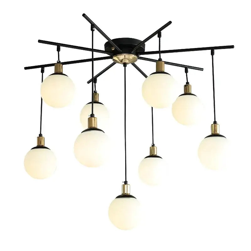 Modern black art glass ball molecule chandelier – living room light