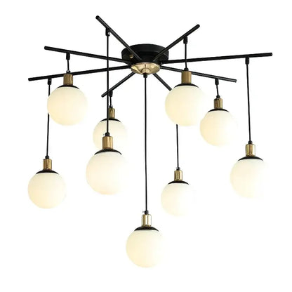 Modern black art glass ball molecule chandelier – living room light