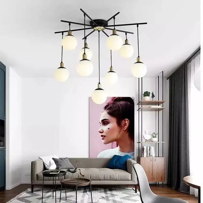 Modern black art glass ball molecule chandelier – living room light