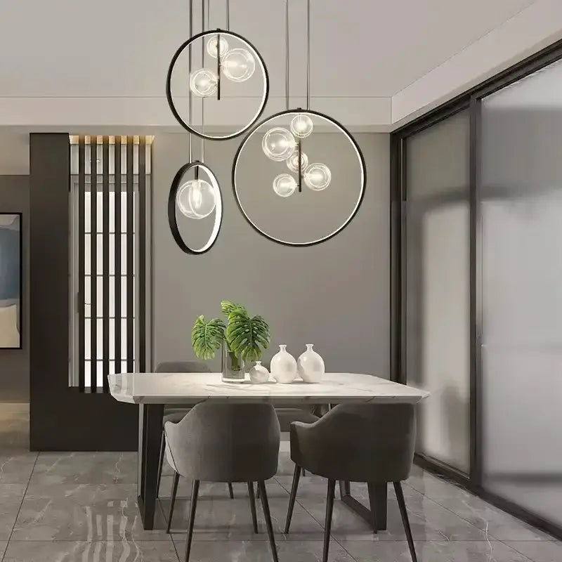 Modern black ball bubble led chandelier for dining room