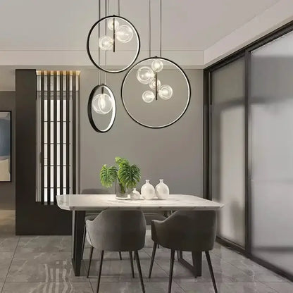 Modern black ball bubble led chandelier for dining room