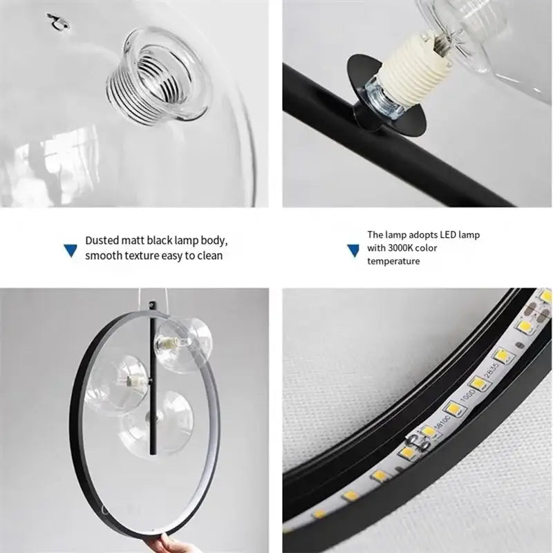 Modern black ball bubble led chandelier for dining room