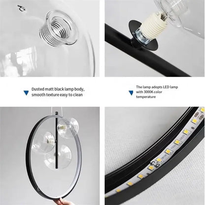 Modern black ball bubble led chandelier for dining room