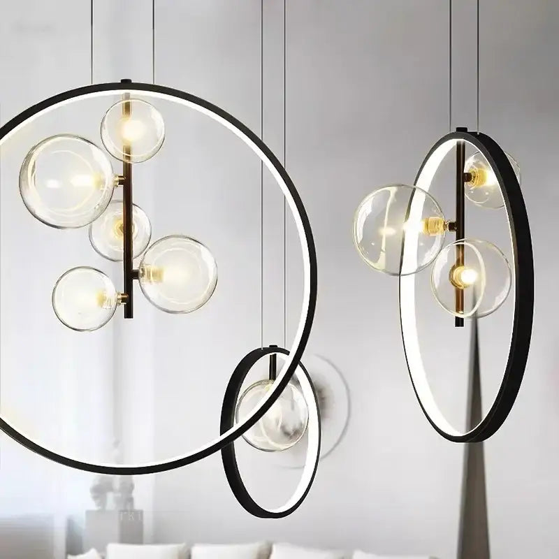 Modern black ball bubble led chandelier for dining room