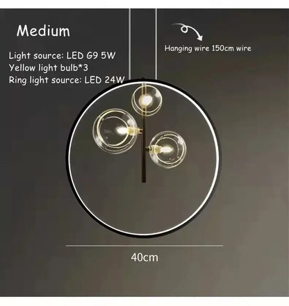 Modern black ball bubble led chandelier for dining room