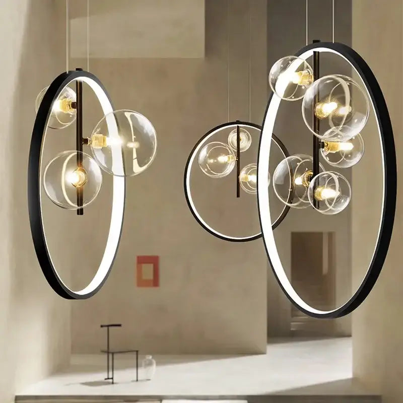 Modern black ball bubble led chandelier for dining room