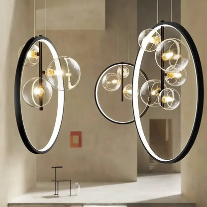Modern black ball bubble led chandelier for dining room
