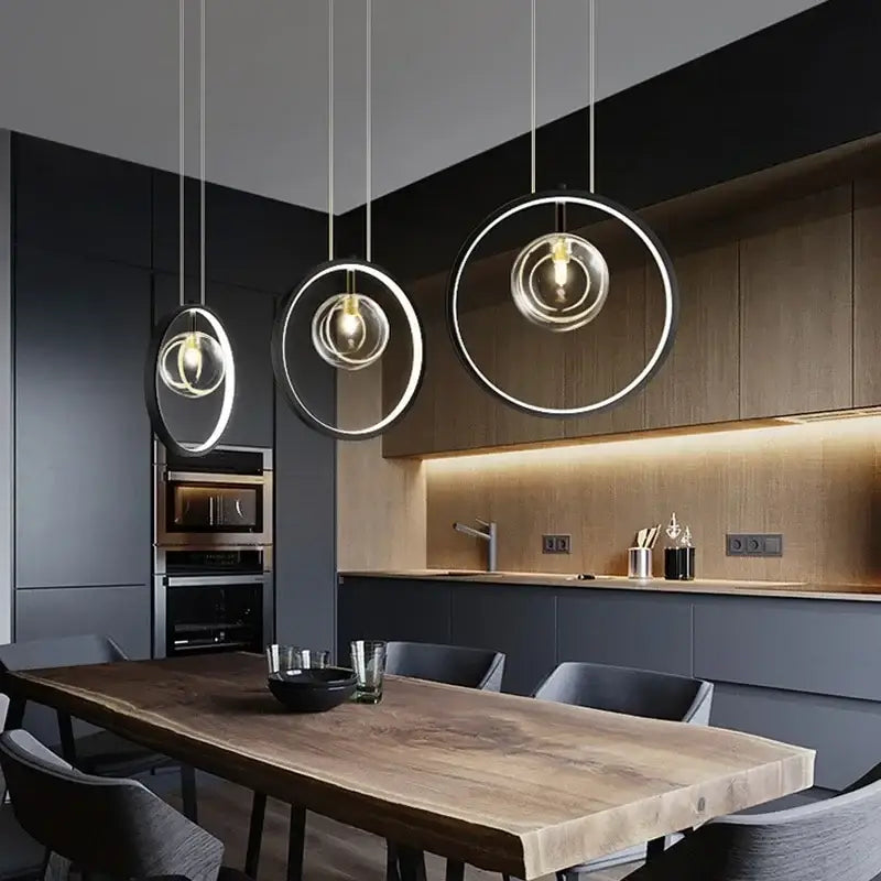 Modern black ball bubble led chandelier for dining room