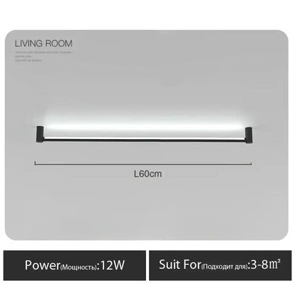 Modern black bar linear wall light for living room ambient lighting