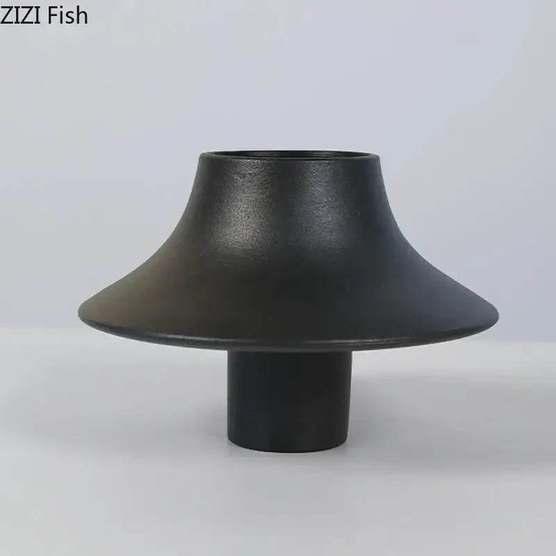 Modern black bell shaped ceramic vase desktop decor